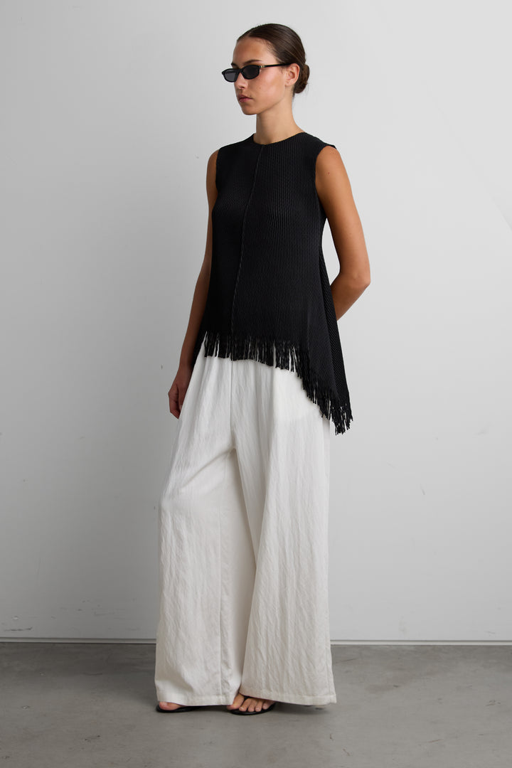 HEM FRINGE TOP in Black — alternate angle