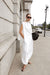 Asymmetrical drape cape top in white — main image