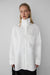 Funnel neck button-up shirt in white — main image