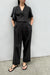 Cotton linen woven top in black — main image