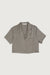 Cropped collared shirt in taupe — main image