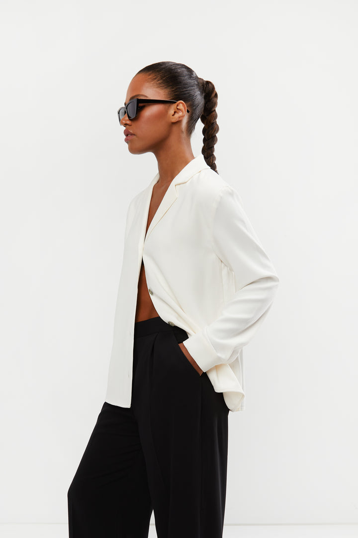 BUTTON UP BLOUSE in Whisper White — alternate angle