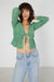 Floral v-neck blouse in bright mint print — main image