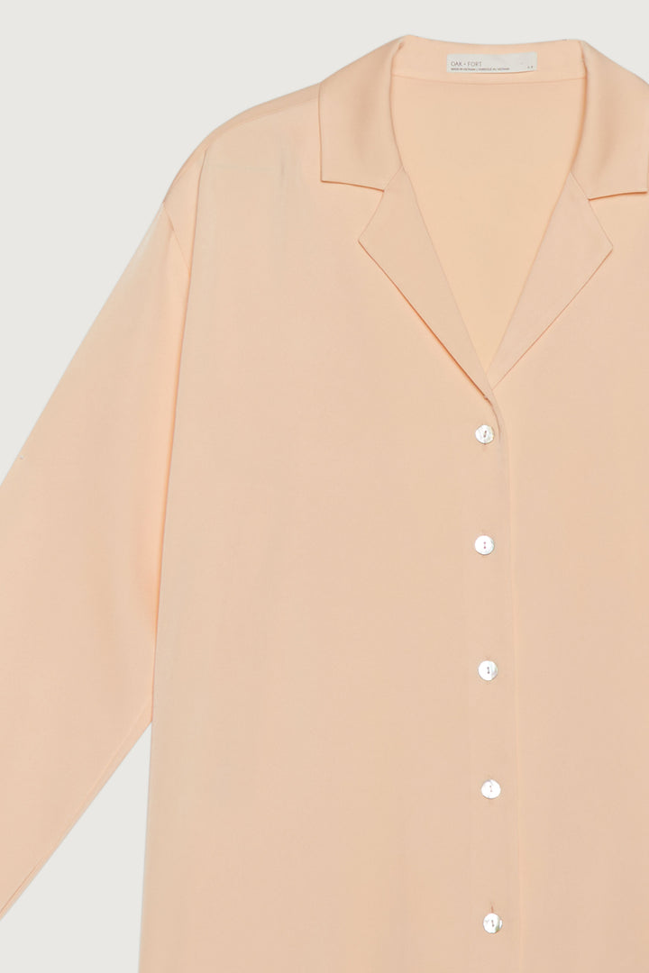 SATIN BUTTON UP BLOUSE in Apricot — alternate angle