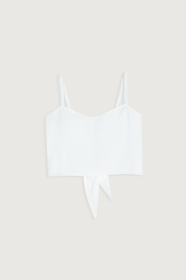 CROPPED TANK WITH TIES in White — alternate angle