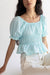 Puff sleeve square neck top in sea foam — main image