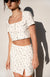 Floral top in cream estate blue — main image