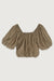 Textured puff sleeve top in lead gray — main image