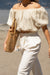 Textured puff sleeve top in seedpearl — main image