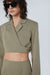Cropped cross back blazer in moss — main image