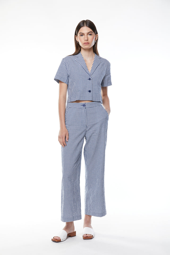 GINGHAM TOP in Estate Blue Gingham — alternate angle