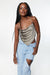 Satin handkerchief top in taupe — main image