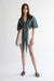 Tie front top in dark green — main image