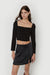 Floral square neck blouse in black garden print — main image