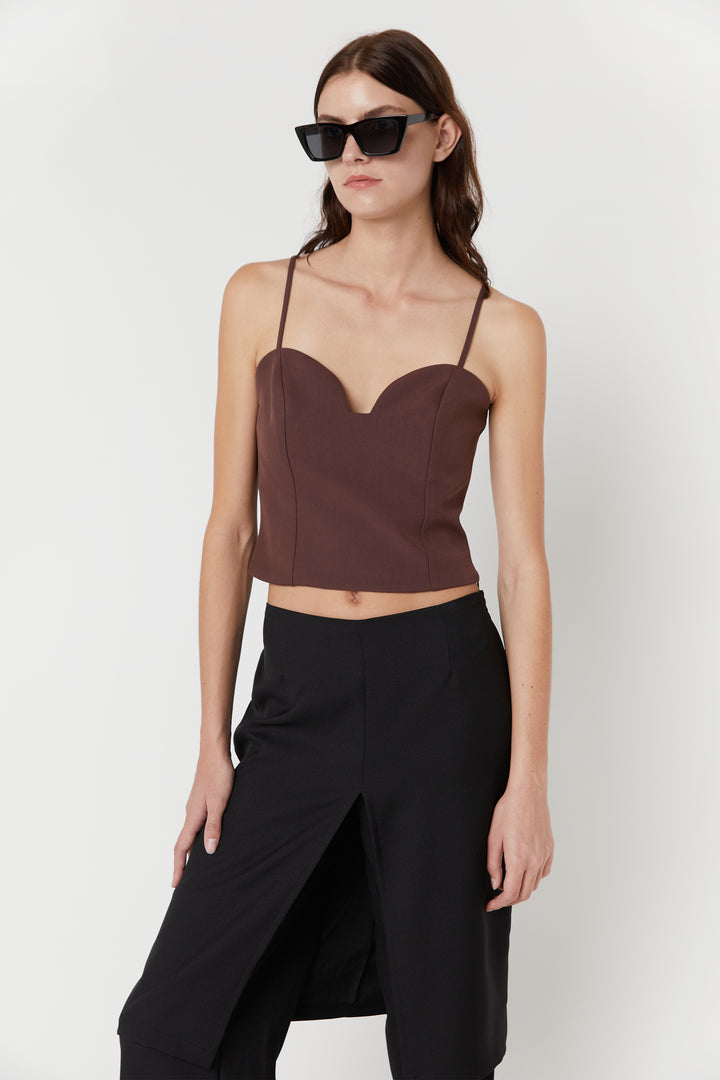 SWEETHEART CORSET TANK in Deep Mahogany — alternate angle