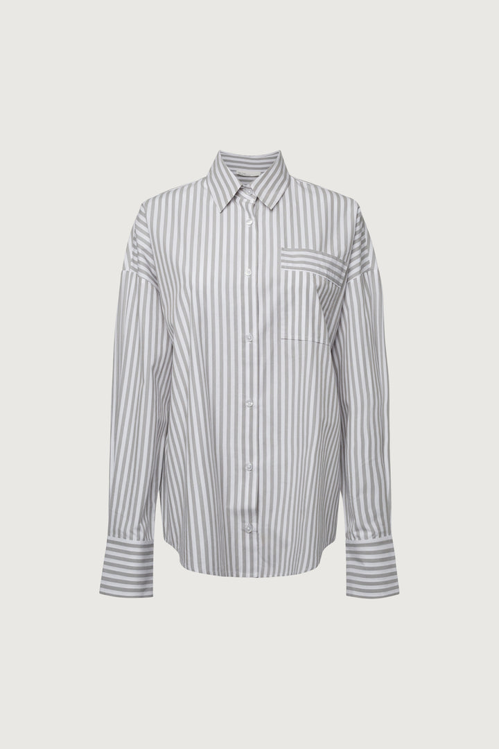 COTTON POPLIN STRIPED SHIRT in Paloma Stripe — alternate angle