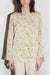 Printed satin button-up blouse in brown rice floral — main image