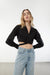 Cropped wrap shirt in black — main image