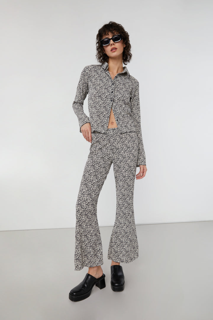 FLORAL PLEATED SHIRT in White — alternate angle