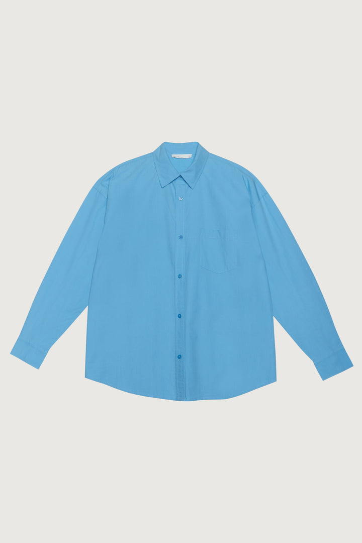 COTTON POPLIN SHIRT in Alaskan Blue — alternate angle