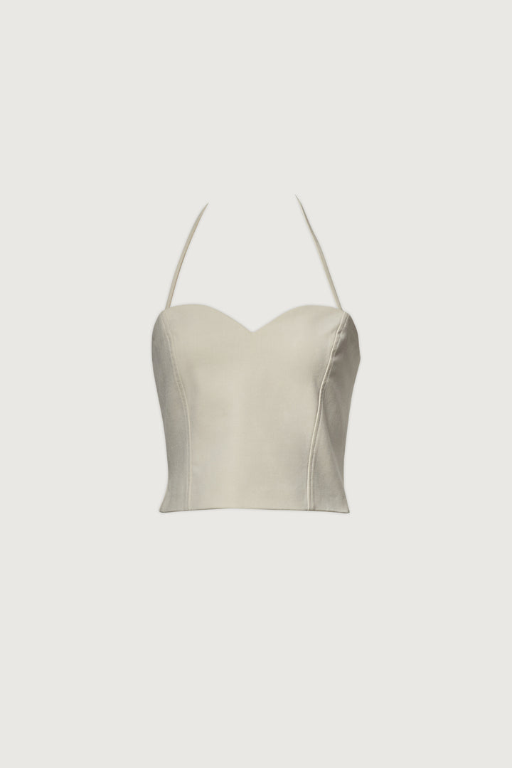 SWEETHEART NECKLINE TOP in Oatmeal — alternate angle