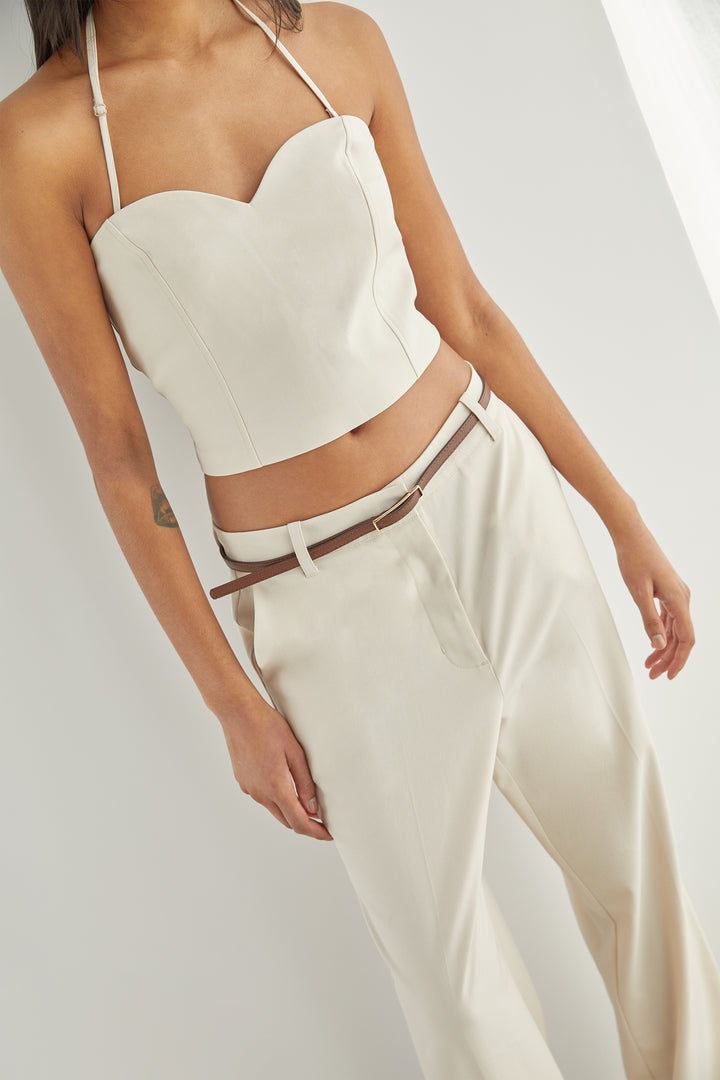 SWEETHEART NECKLINE TOP in Oatmeal — alternate angle