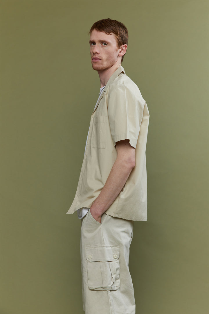 SHORT SLEEVE COTTON SHIRT in Overcast — alternate angle