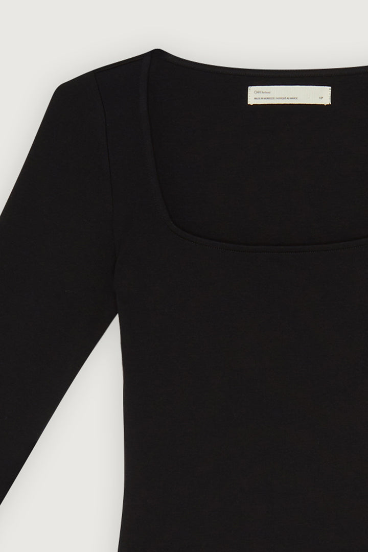 SQUARE NECKLINE BODYSUIT in Black — alternate angle