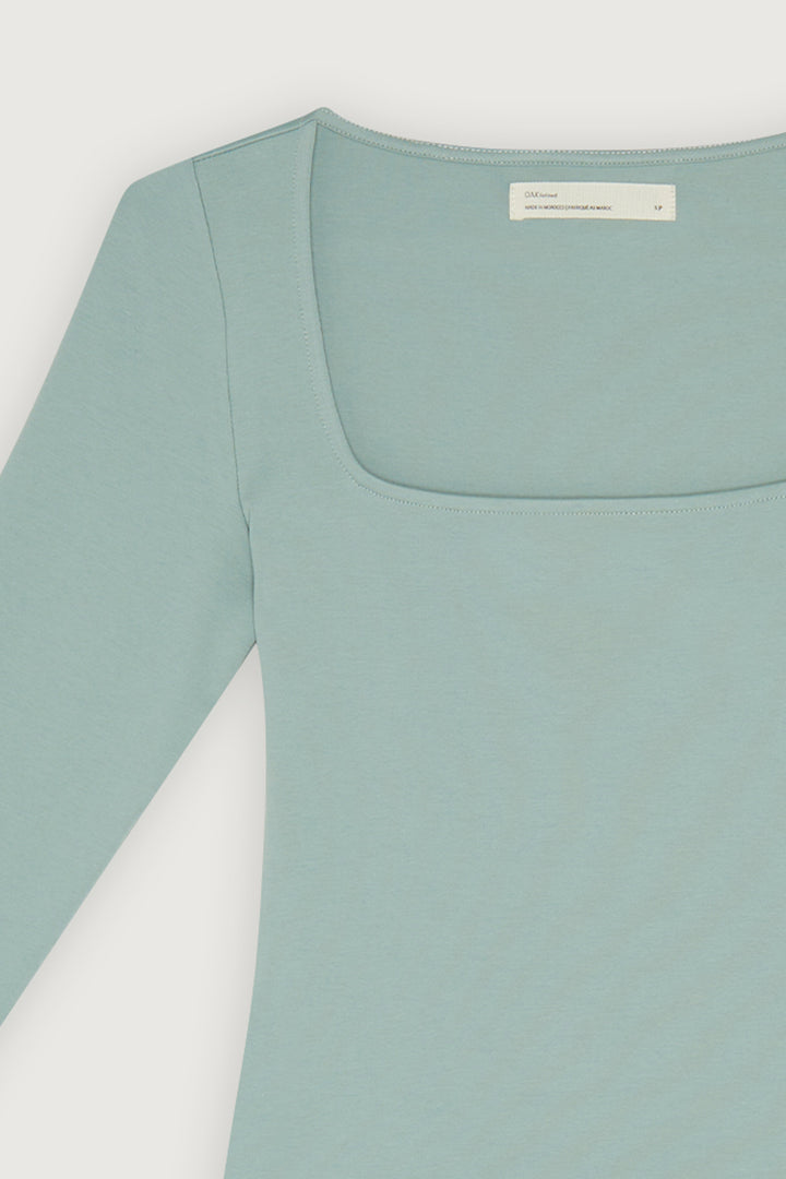 SQUARE NECKLINE BODYSUIT in Misty Green — alternate angle