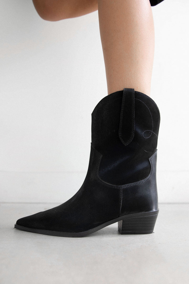 LOW HEEL COWBOY BOOT in Black — alternate angle