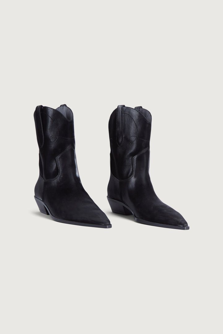 LOW HEEL COWBOY BOOT in Black — alternate angle