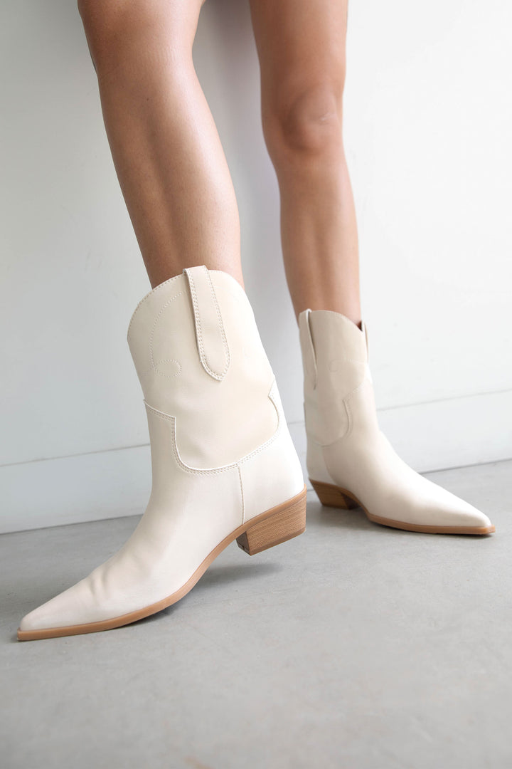LOW HEEL COWBOY BOOT in Cream — alternate angle