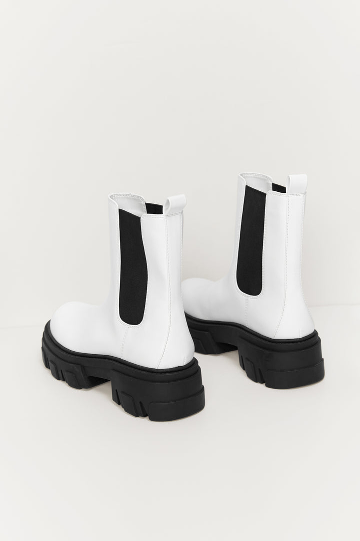 CHUNKY SOLE CHELSEA BOOT in White — alternate angle