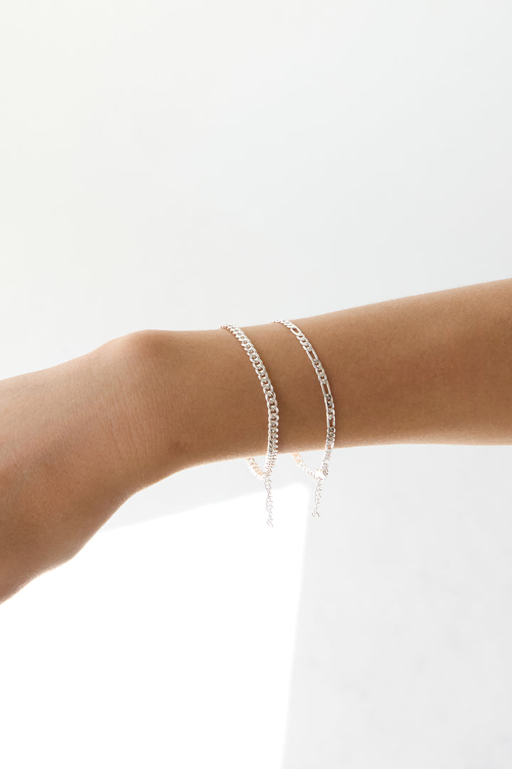 MINIMAL BRACELET SET in Silver — alternate angle