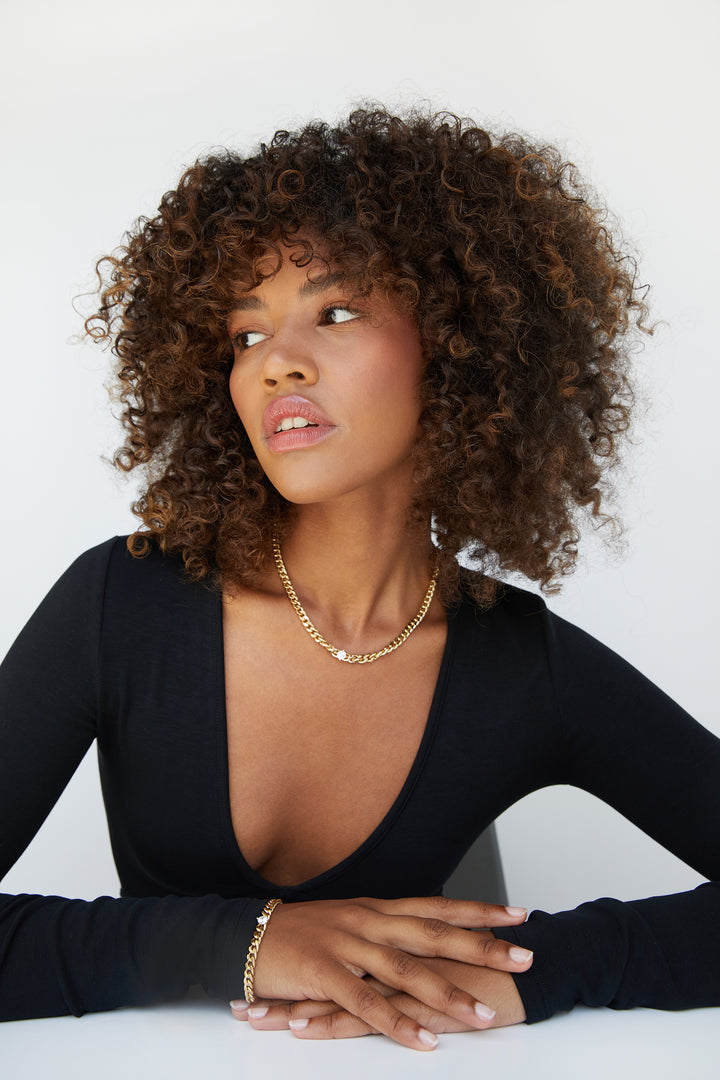 ZIRCONIA CURB BRACELET in Gold — alternate angle