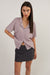 Short sleeve button up cardigan in fair orchid — main image