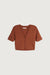 Cropped short sleeve cardigan in bison — main image