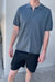Short sleeve polo button up in slate blue grey — main image