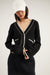 Contrast trim varsity cardigan in black cream — main image