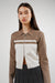 Colour block zip cardigan in oatmeal taupe grey — main image