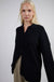 Collared rib-knit cardigan in black — main image