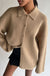Collared rib-knit cardigan in dark beige — main image