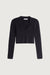 Cropped collared rib-knit cardigan in black — main image