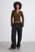 Ribbed button front cardigan in army green — main image