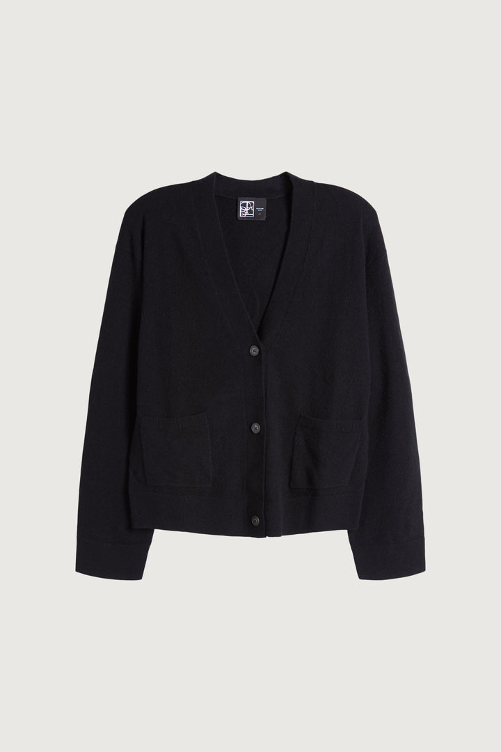 100% CASHMERE CARDIGAN in Black — alternate angle