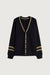 Colour block cardigan in black varsity — main image