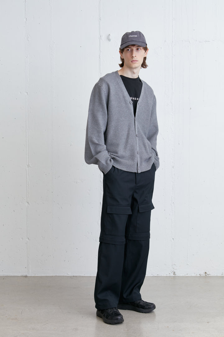 BUTTON FRONT CARDIGAN in Dark Heather Grey — alternate angle