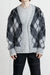 Mohair button up cardigan in grey argyle — main image
