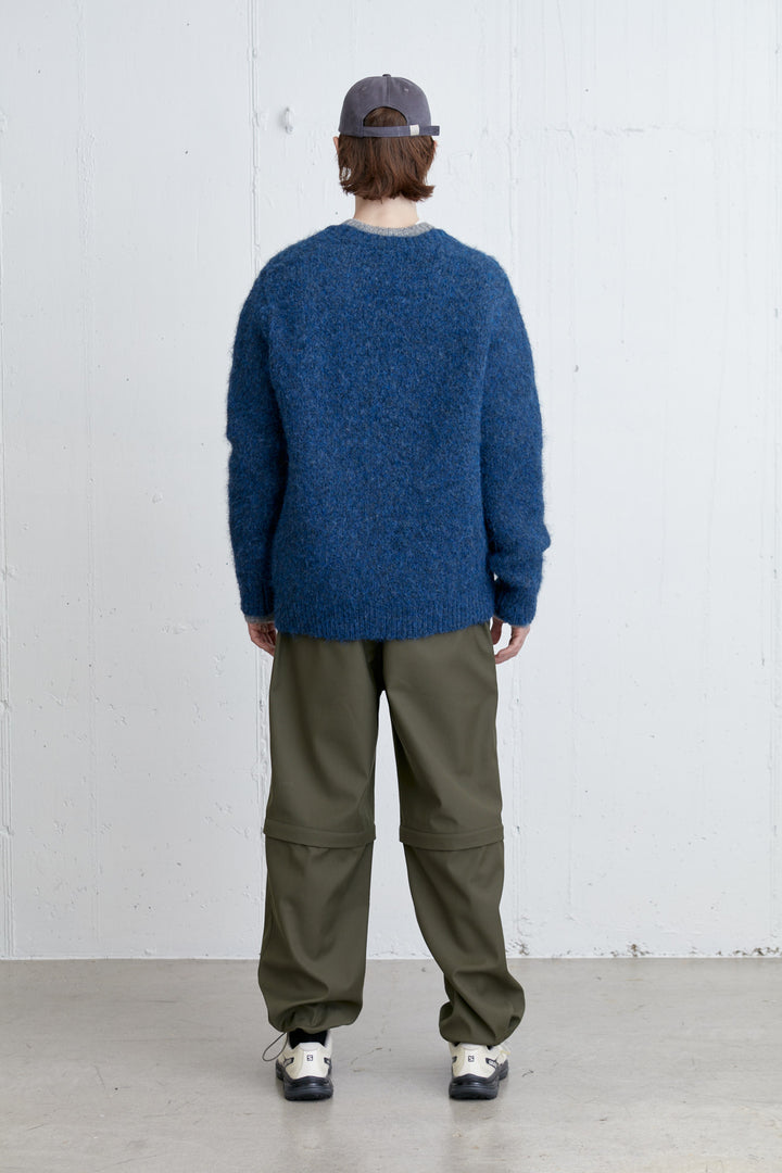 MOHAIR BUTTON UP CARDIGAN in Heather Navy Blazer — alternate angle