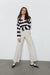 Striped collared cardigan in white stripe — main image